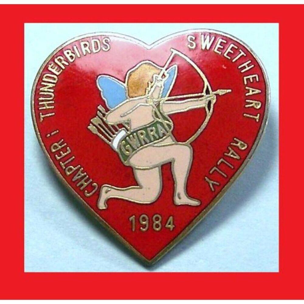 Vintage GWRRA Gold Wing 1984  Thunderbirds MC  1st V Sweetheart Rally Heart pin